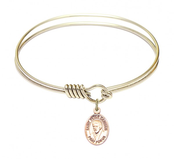 Smooth Bangle Bracelet with a Saint Peter Canisius Charm - Gold