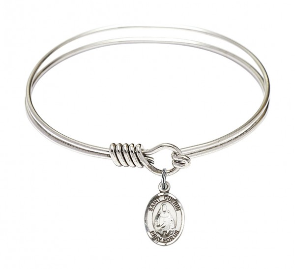 Smooth Bangle Bracelet with a Saint Theodora Charm - Silver