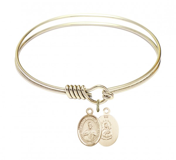 Smooth Bangle Bracelet with a Scapular Charm - Gold