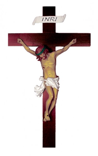 Solid Wood Baroque styled Crucifix - 14 Inches - Multi-Color