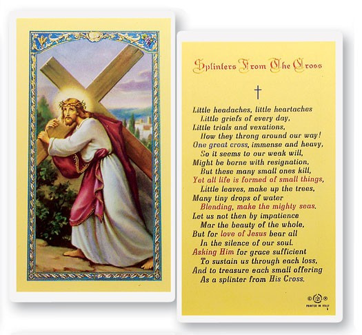 Splinters From The Cross Laminated Prayer Card - 1 Prayer Card .99 each