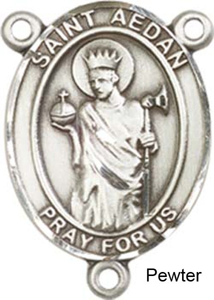 St. Aedan of Ferns Rosary Centerpiece Sterling Silver or Pewter - Pewter