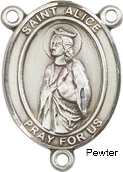 St. Alice Rosary Centerpiece Sterling Silver or Pewter - Pewter
