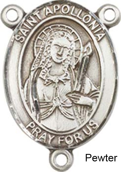 St. Apollonia Rosary Centerpiece Sterling Silver or Pewter - Pewter