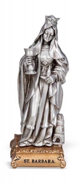 Saint Barbara Pewter Statue 4.5 Inches - Gold | Silver