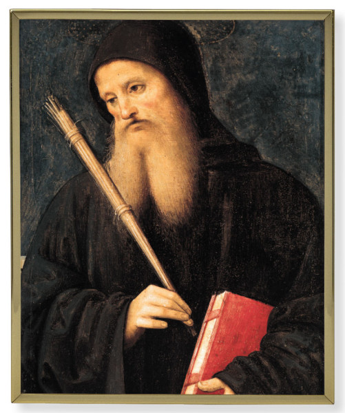St. Benedict Gold Frame 8x10 Plaque - Full Color