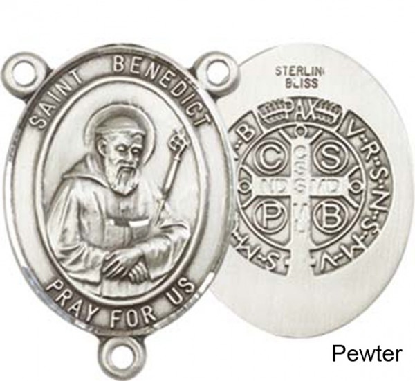 St. Benedict Rosary Centerpiece Sterling Silver or Pewter - Pewter