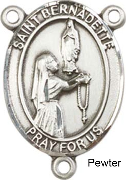 St. Bernadette Rosary Centerpiece Sterling Silver or Pewter - Pewter