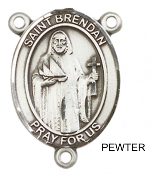 St. Brendan the Navigator PLAIN BACK Rosary centerpiece - Pewter