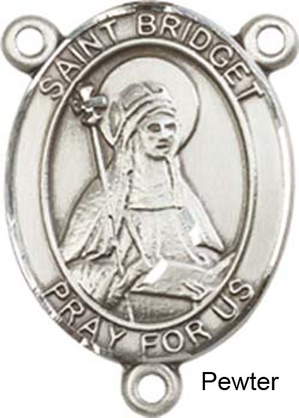 St. Bridget of Sweden Rosary Centerpiece Sterling Silver or Pewter - Pewter