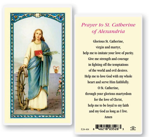 St. Catherine of Alexandria Laminated Prayer Card - 1 Prayer Card .99 each