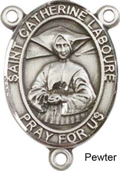 St. Catherine Laboure Rosary Centerpiece Sterling Silver or Pewter - Pewter