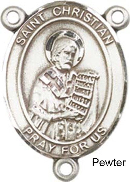 St. Christian Demosthenes Rosary Centerpiece Sterling Silver or Pewter - Pewter