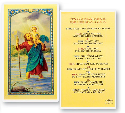 St. Christopher 10 Commandments of the Highway Laminated Prayer Card - 1 Prayer Card .99 each