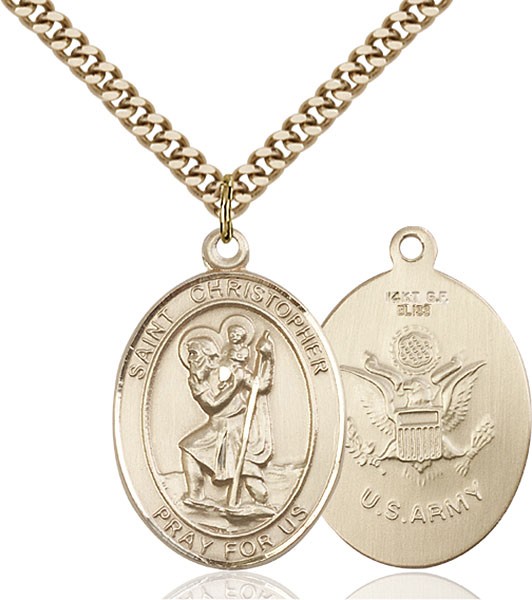 St. Christopher Army Medal - 14KT Gold Filled