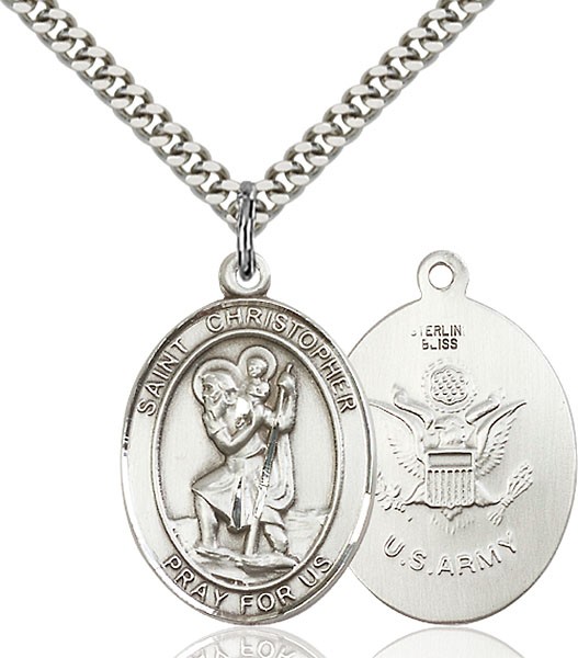 St. Christopher Army Medal - Sterling Silver
