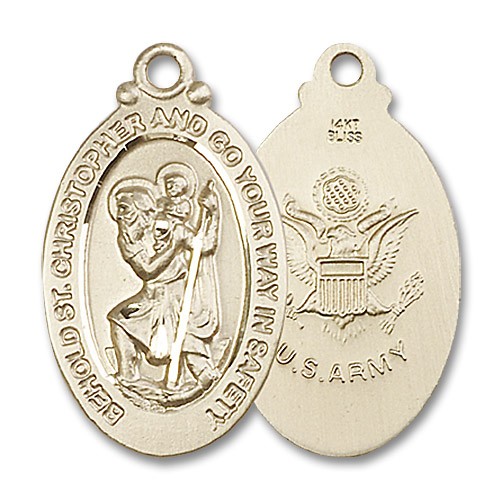 St. Christopher Army Medal - 14K Solid Gold