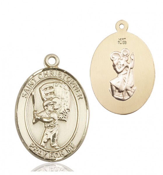 St. Christopher Baseball Medal - 14K Solid Gold
