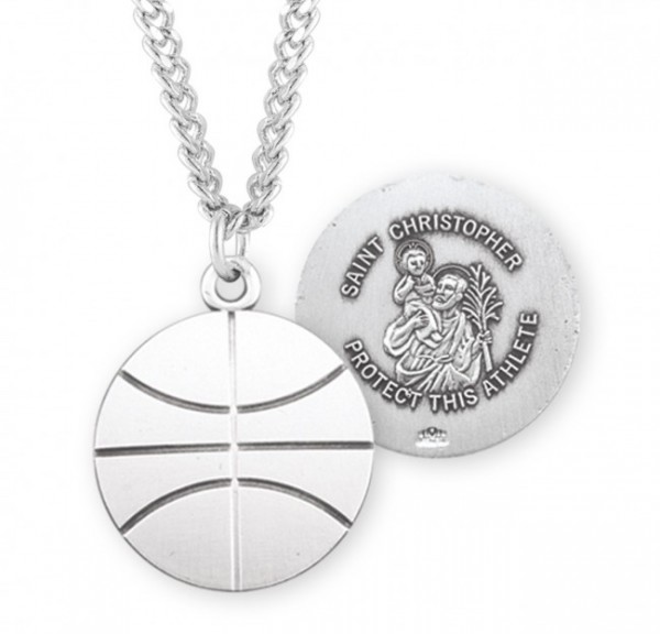 St. Christopher Basketball Medal Sterling Silver - Sterling Silver