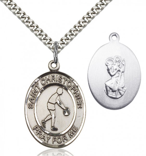 St. Christopher Basketball Medal - Sterling Silver