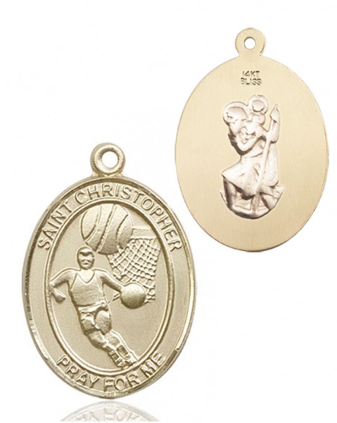 St. Christopher Basketball Medal - 14K Solid Gold