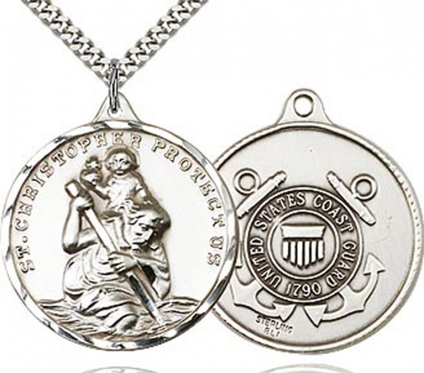 Large St. Christopher Coast Guard Medal - Sterling Silver