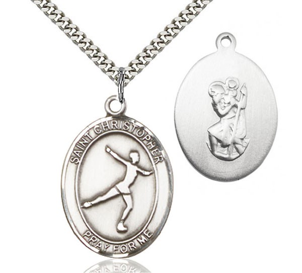 St. Christopher Figure Skating Medal - Sterling Silver