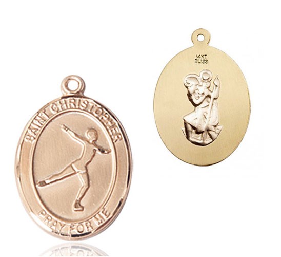 St. Christopher Figure Skating Medal - 14K Solid Gold