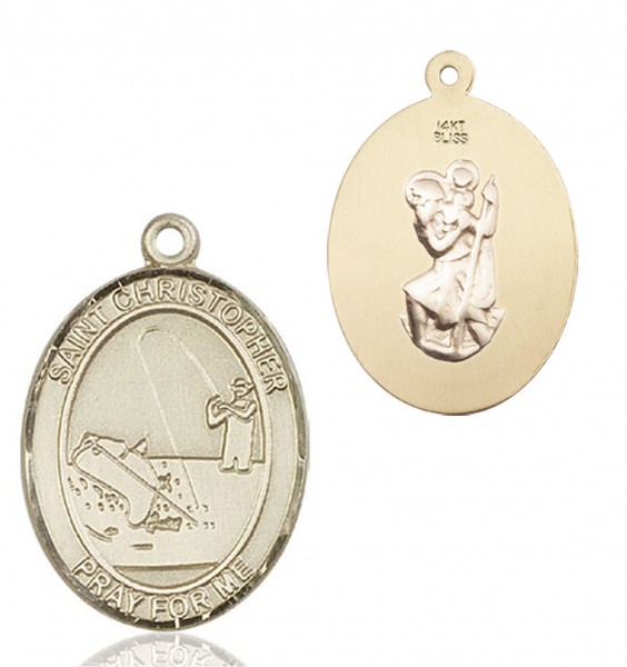 St. Christopher Fishing Medal - 14K Solid Gold