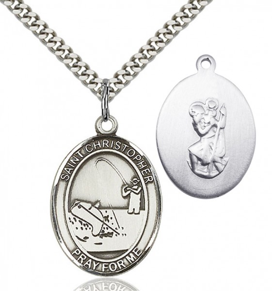 St. Christopher Fishing Medal - Sterling Silver