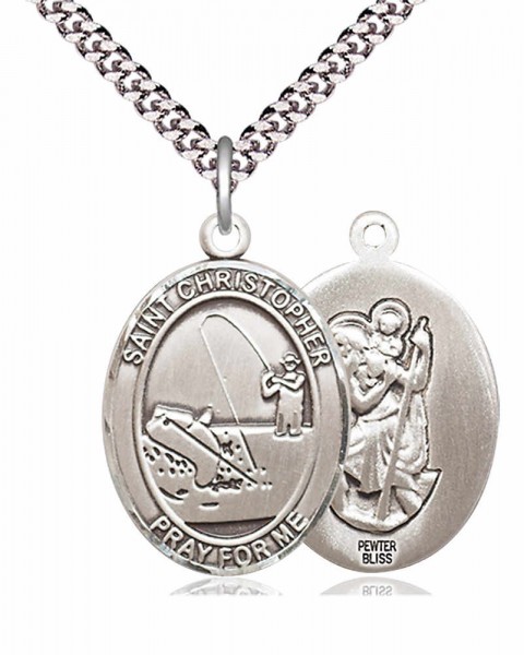 St. Christopher Fishing Medal - Pewter