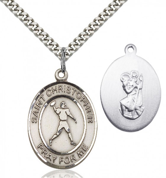 St. Christopher Football Medal - Sterling Silver