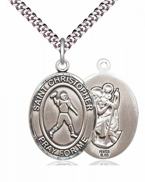 St. Christopher Football Medal - Pewter