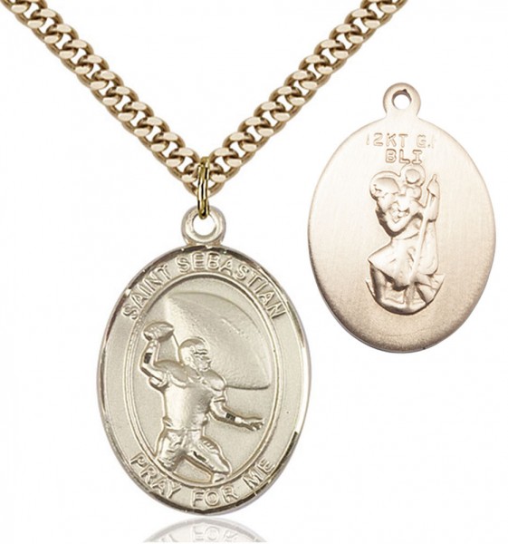 St. Christopher Football Medal - 14KT Gold Filled