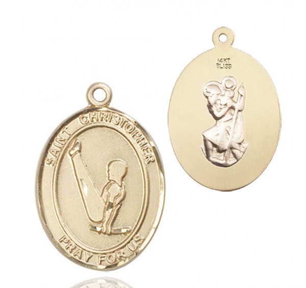St. Christopher Gymnastics Medal - 14K Solid Gold