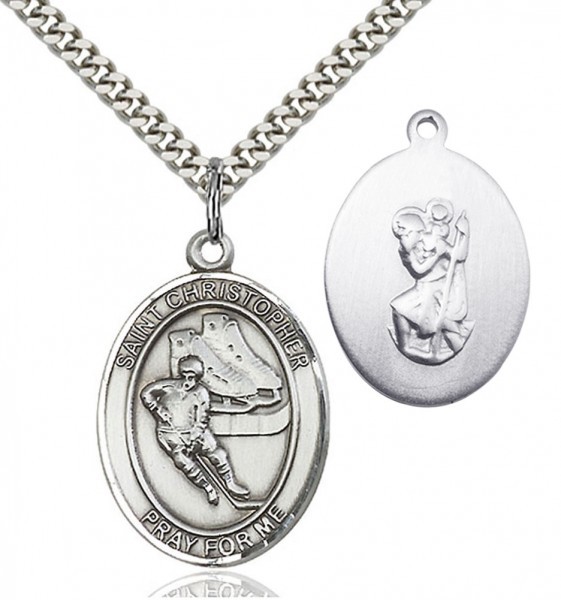 St. Christopher Ice Hockey Medal - Sterling Silver