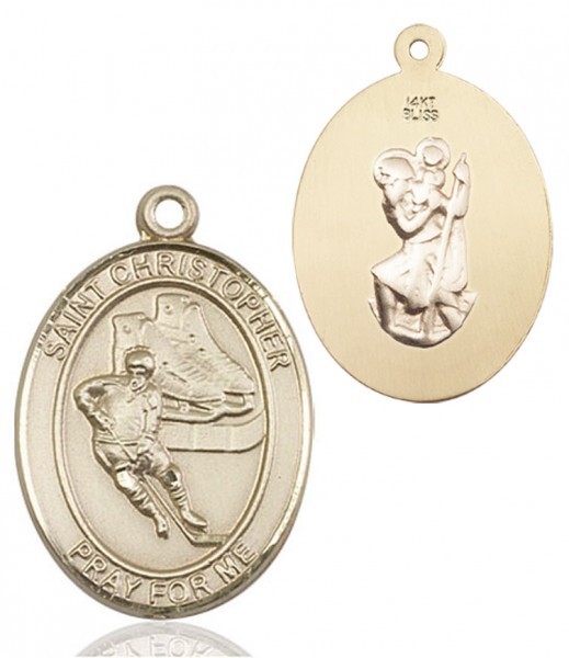 St. Christopher Ice Hockey Medal - 14K Solid Gold