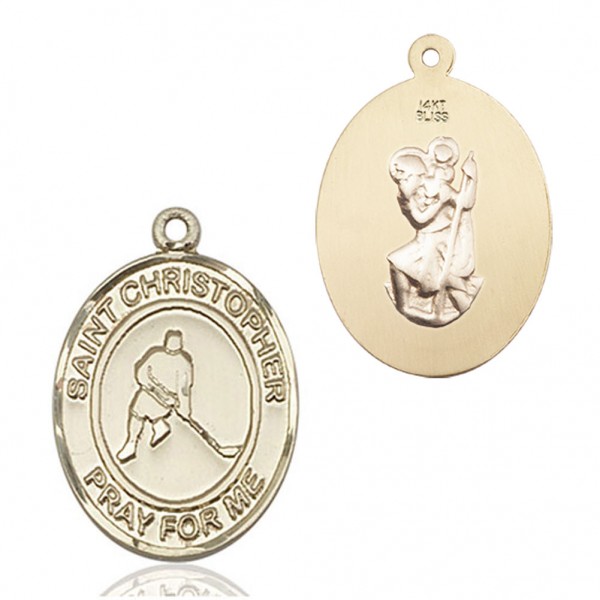 St. Christopher Ice Hockey Medal - 14K Solid Gold