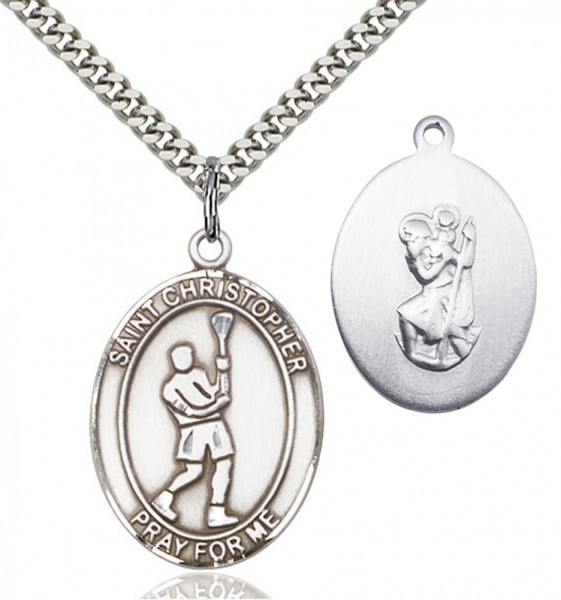 St. Christopher Lacrosse Medal - Sterling Silver