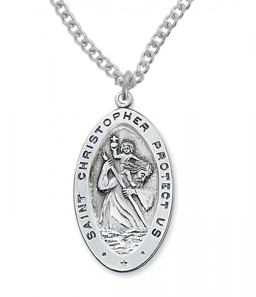 Men's St. Christopher Medal Sterling Silver - 1 3/8 inch - Silver