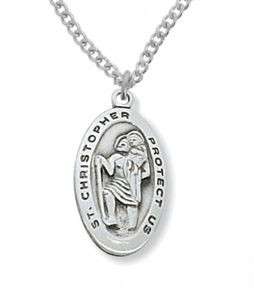 Women's Oval St. Christopher Medal Sterling Silver - Silver