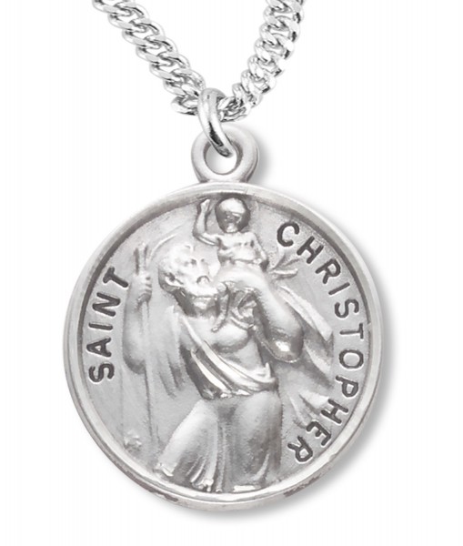 Satin Finish Sterling Silver St. Christopher Necklace - Sterling Silver