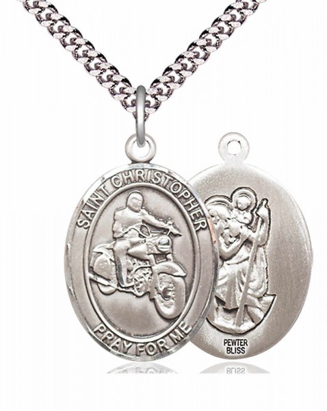 St. Christopher Motorcycle Medal - Pewter