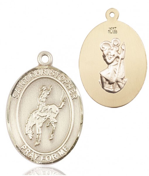 St. Christopher Rodeo Medal - 14K Solid Gold
