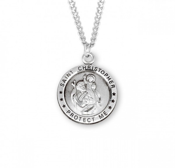 St. Christopher Round Medal Sterling Silver - Sterling Silver