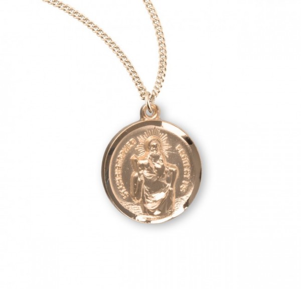 St. Christopher Round Medal Sterling Silver - Gold Plated