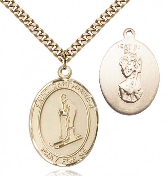 St. Christopher Skiing Medal - 14KT Gold Filled