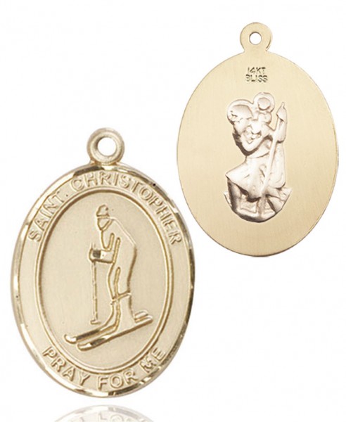 St. Christopher Skiing Medal - 14K Solid Gold