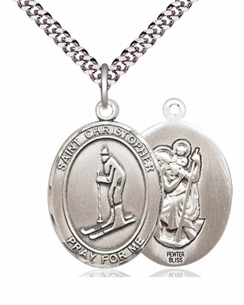 St. Christopher Skiing Medal - Pewter