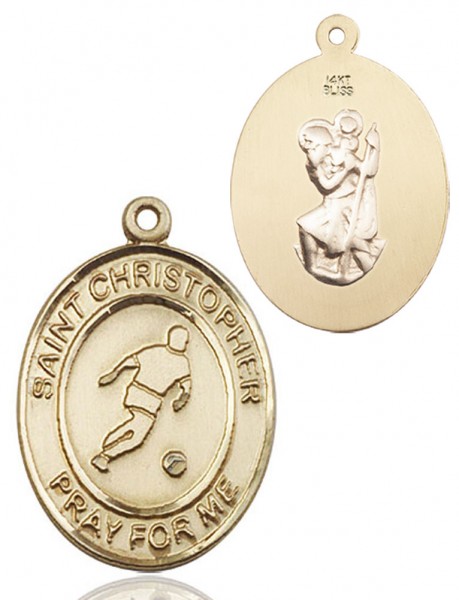 St. Christopher Soccer Medal - 14K Solid Gold